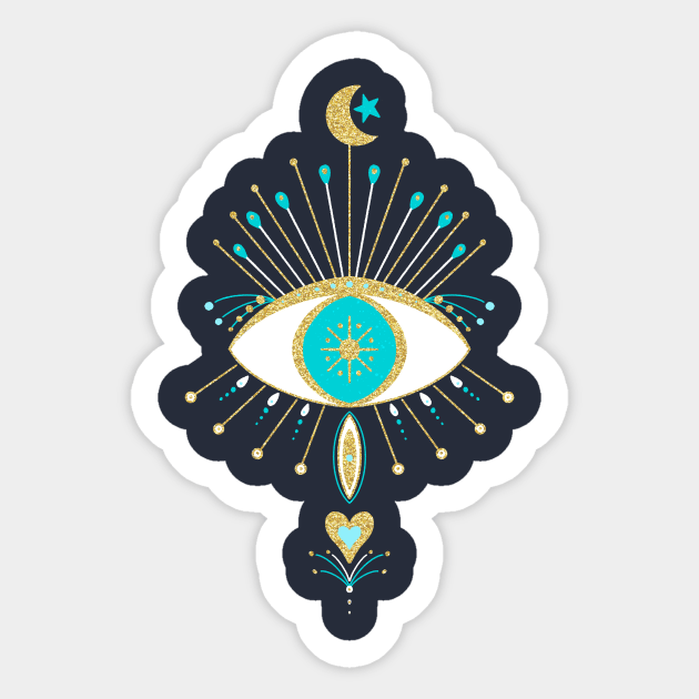 Turquoise and gold mystic eye Sticker by Home Cyn Home 